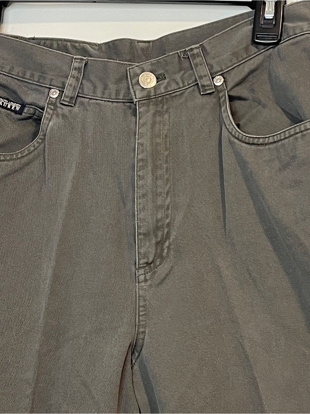 Lauren Ralph Lauren Olive Green High-Waist Tapered Trousers - Picture 2 of 8